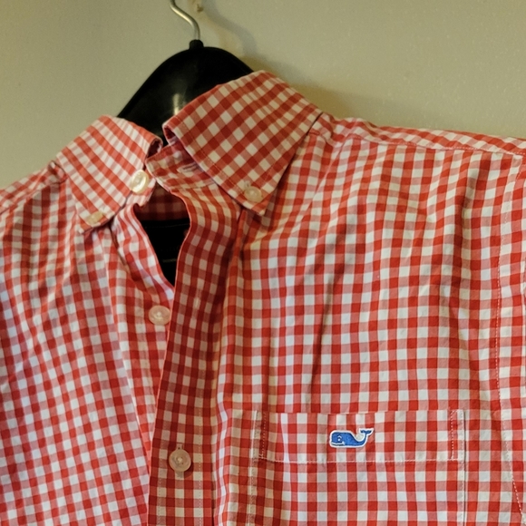 Vineyard Vines Slim Fit Tucker Shirt Red And White Checkered Button-up - Picture 7 of 7